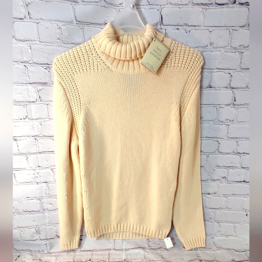 Gran Sasso Womens Maglificio Merino Wool Ciclista Ribbed Cowl Neck Sweater Large